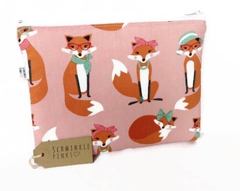 Glam Foxes Makeup Bag, Pencil Case, notions bag, cosmetic bag, makeup pouch, pencil bag