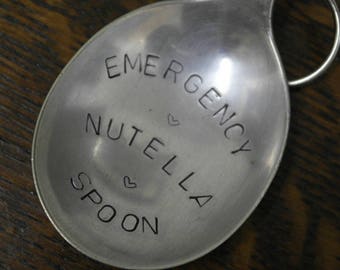 hand stamped cutlery keyring emergancy nutella spoon