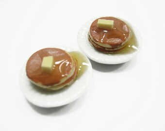 DollHouse Miniatures Food 2 Waffle Butter Syrup Dessert Ceramic Plate Supply Deco Charms - 11266