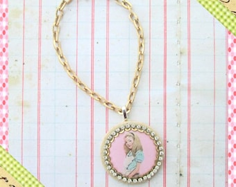 Alice in Wonderland Charm Bracelet, Alice Rhinestone Charm Bracelet, Alice Jewelry, Chain, Alice Charm