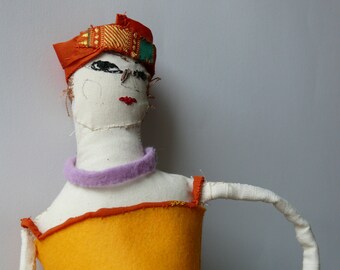 Elegant turban-wearing Lady art doll - OOAK handmade original design cloth doll