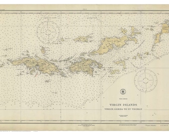 virgin gorda to st thomas 1921 nautical map virgin islands reprint ac harbors custom