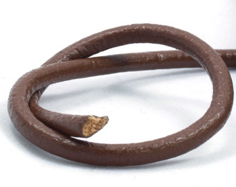Saddle Brown, Cowhide Leather Beading Cords. 4mm outside diameter. (Qty 1000mm)