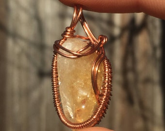 Citrine Copper Wire Wrapped Pendant