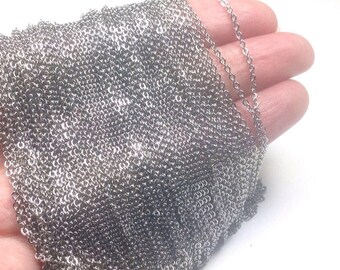 Stainless Steel Chain, Bulk Chain, Jewelry Making Chain, Hypoallergenic, 316L Stainless, 1.2x1.5mm Links, Lot Size 5 to 30 Feet, #1908