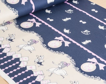 Shinzi Katoh | Japanese fabric - kawaii Usagi Alice - oxford cotton - navy - 1/2 YD