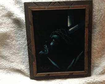 Black velvet painting of Jesus Christ