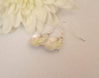 Sterling silver domed disc earrings