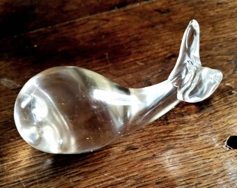 Vintage Glass Whale Paperweight