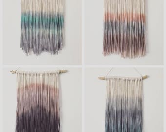Dip Dyed Yarn Wall Hanging - Tapestry - Boho Decor - Dyed Yarn Wall Hanging - Wall Decor - Fiber Art - Size: Small -CUSTOM