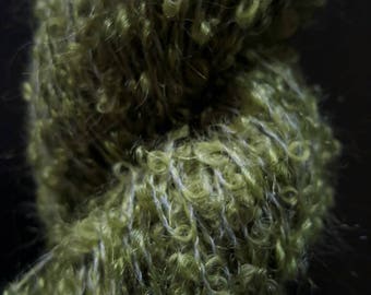 Olive Green Boucle Mohair Skein (3oz, 220 yards)