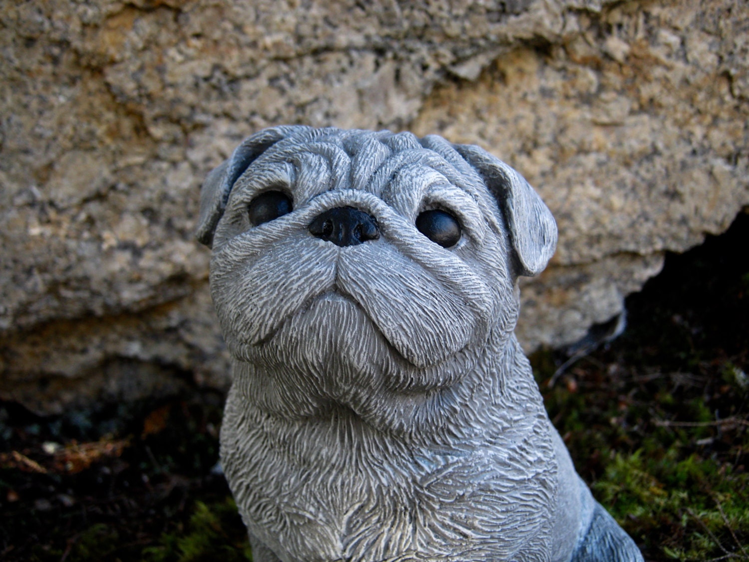 outdoor pug statue