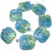 Handmade Glass Lampwork Beads, Sea to Sky Squeezed Beads