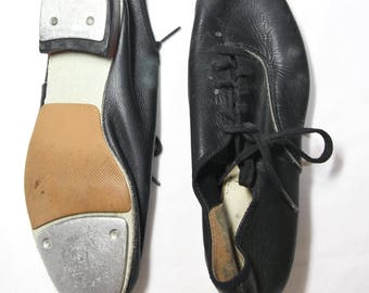 VTG TAP SHOES ϟ Black Leather Vintage Dance Lace Up Shoe