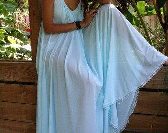 Something Blue Bridal Nightgown Bridal Lingerie Turquoise Blue Wedding Lingerie Nightgown Full Sweep Nylon