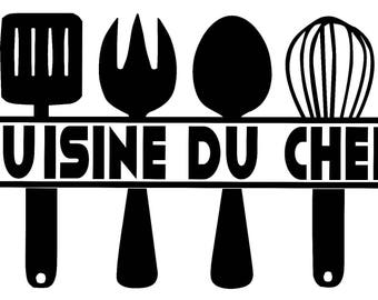 Pair of personalized sticker "chef's kitchen" with accessories