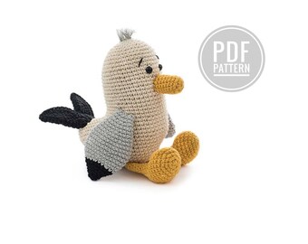 Crochet pattern - scraps the seagull - amigurumi pattern - amigurumi bird - zoomigurumi - crochet animal - stuffed toy - pdf
