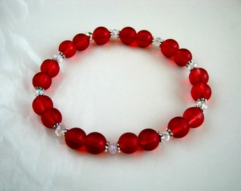 Cranberry Red Stretch Bracelet Crystal and Cranberry Red Bracelet