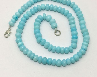 135 Carat Natural Peruvian Opal Beaded Necklace 7 To 8 mm 18"/Semi Precious Beads/Peruvian Opal /Opal Beads/Blue Beads/Natural Beads