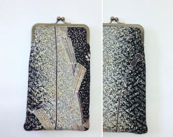 Eye glass case/ Smartphone case /Vintage Japanese kimono fabric case /Sun glass case / Hand-made 60