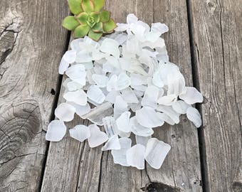 100 white SEA GLASS Bottle top pieces
