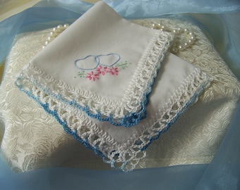 Blue Handkerchief, Blue Hanky, Blue Hankie, Something Blue, Bridal Keepsake, Hand Crochet, Ready to ship