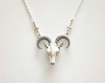 Baphomet Inverted Cross Statement Necklace. 26.5 Inches. Reverse Cross.