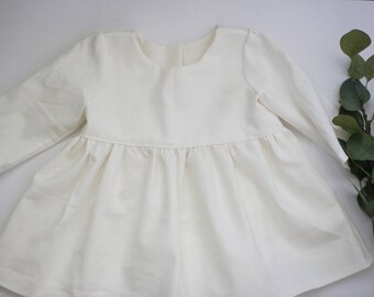 White Linen Blouse, Off White Top, Toddler Shirt, Girls Linen Tunic, Baby Girl Top, Linen Baby Clothes, Linen Girls Clothes