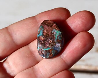 Boulder Opal freeform cabochon 30.15ct Natural blue green Australian boulder opal drilled loose gemstone