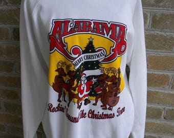 Vintage 90's Alabama Christmas Sweatshirt / Rockin' Around the Christmas Tree / Alabama Christmas / Alabama Band / Deadstock / Unisex XL