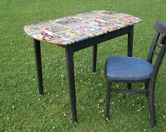 Upcycled Graphite Waxed Finish - Child's Desk & Chair - Marvel Super Hero Design