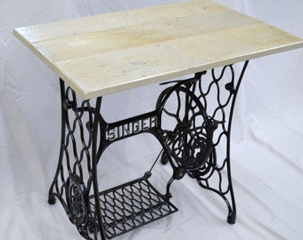 Vintage Singer Sewing Machine Treadle Table with Barnwood Top -- Custom Options Available