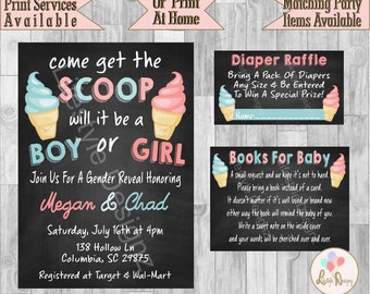 Ice Cream Gender Reveal Invitation - Get The Scoop - Pink And Blue - Summer Gender Reveal - Ice Cream Invitation