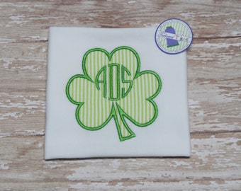 Personalized St. Patrick's Day Shirt with Applique Shamrock & Monogram - St. Patrick's Day Shirt - Boys Shamrock Shirt - Boys Clover Shirt
