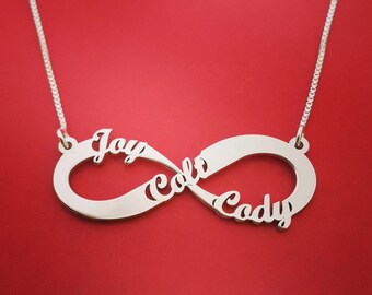 Mommy Necklace Mommy Daughter Necklace Custom Nameplate Necklace Personalized Infinity Necklace With Names kids name necklace