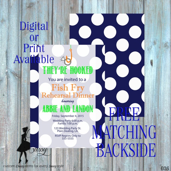 They're Hooked Fish Fry Rehearsal dinner invite, couples shower invite 037