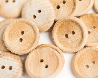 50 Medium Wood Buttons 3/4" Two Hole Unfinished Wood Buttons