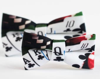 Men Bowtie, Flush, Playing Cards, Poker BowTie, Cards BowTie, Gambler Bowtie, Gift for Gambler, Casino Bow tie, Mens bow ties, Poker cards