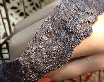 Trim Lingerie Grey Elastic Lace