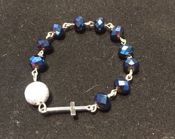 Blue and Silver Single Decade Pocket Rosary