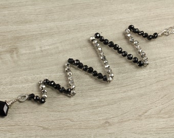 Silver and Black Zig Zag Necklace