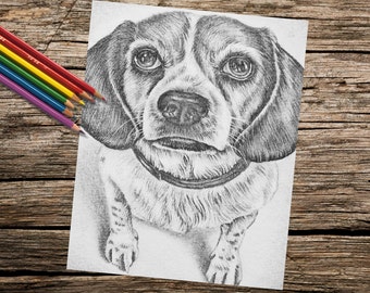 Coloring Pages To Print Of Dogs : Adult coloring page fox grayscale coloring pages instant Coloring Pages To Print Of Dogs : Adult coloring page fox grayscale coloring pages instant