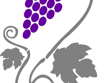Stencil, vine and grape A4