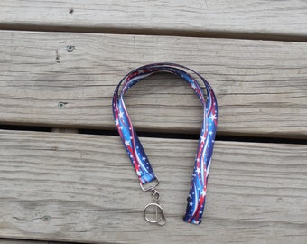Patriotic Lanyard/ Safety Breakaway Lanyard/ Star Spangled ID Badge or Cell Phone Key Holder