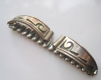 Southwestern Sterling Silver Watch Ends with Extendable Stainless Steel Watch Band Southwest jewelry
