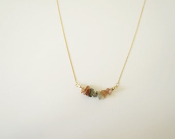 Neutral Gemstone Gold Necklace