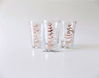Personalized Shot Glasses, Bachelorette Shot Glass, Spring Break, Wedding Shot Glass, Bridal Party Gift, Will You Be My, Wedding Favor