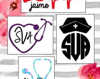 Nurse Vinyl Decal with Monogram // gifts for her // gifts for nurses // personalized