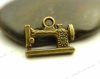 Bulk 18 Sewing Machine Charms (Double Sided) 15x20mm Antique Bronze Tone Metal - BA18