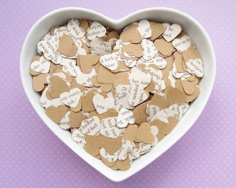 Beauty and The Beast Heart Kraft Book Confetti Mix - Choose from 200 to 1600 Hearts - Wedding Birthday Party Table Decor